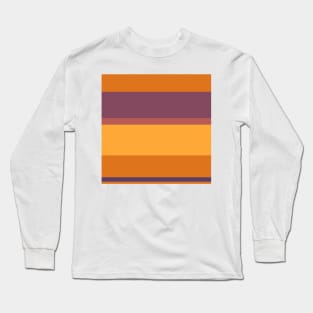 A mild package of Old Heliotrope, Deep Ruby, Dark Salmon, Brownish Orange and Yellow Orange stripes. Long Sleeve T-Shirt